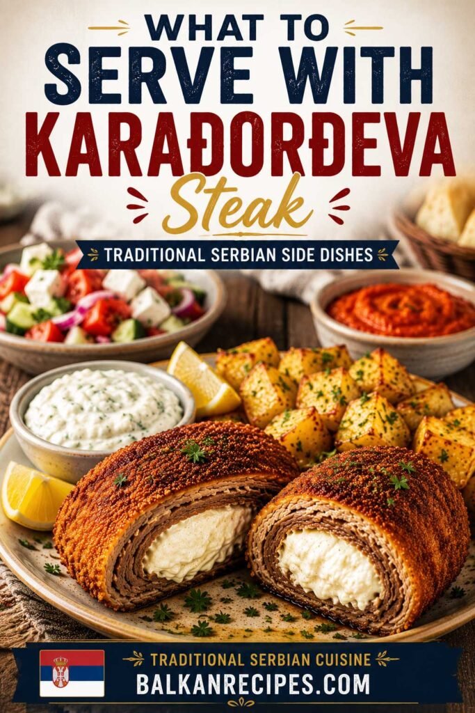 Traditional Serbian feast with Karađorđeva steak
