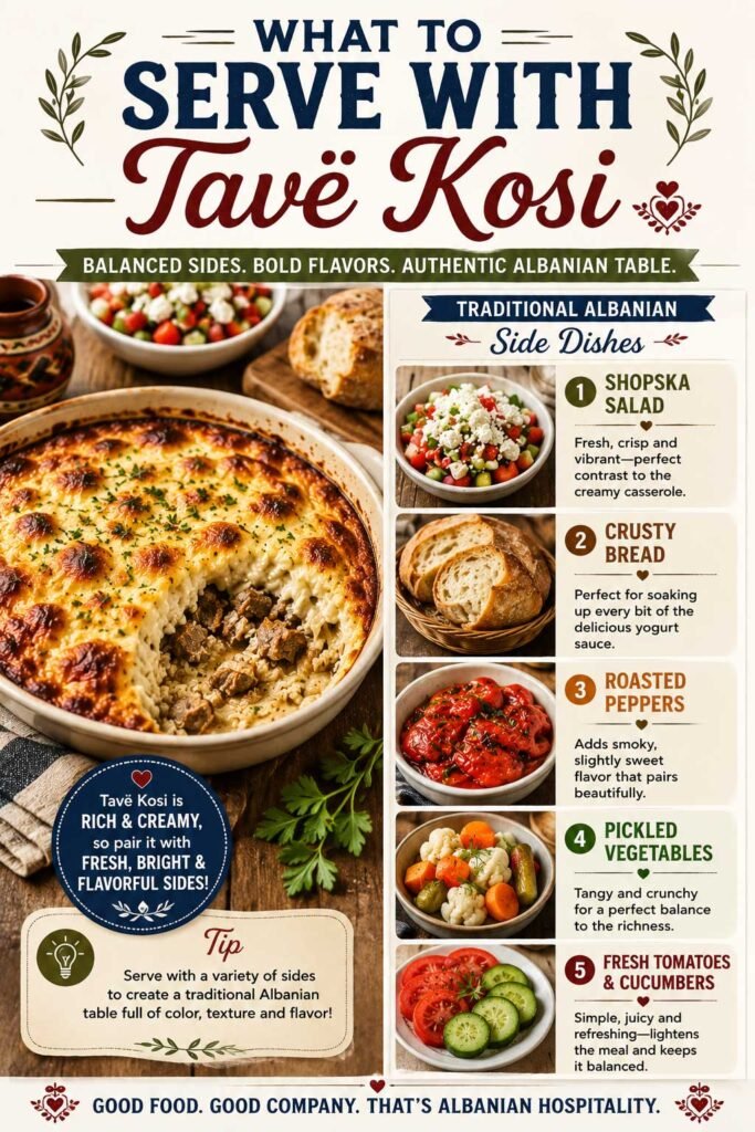 Traditional Albanian Baked Lamb and Yogurt Tavë Kosi meal pairing guide