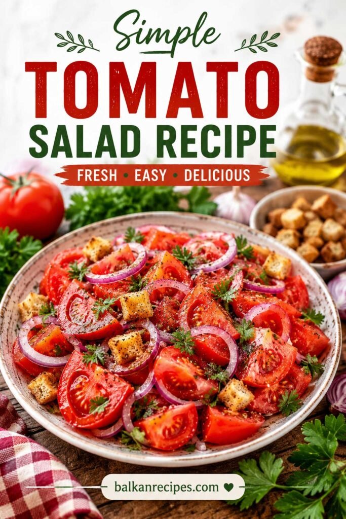Delicious serbian homemade tomato salad recipe