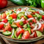 authentic Serbian Salad Recipe with tomato cucumber