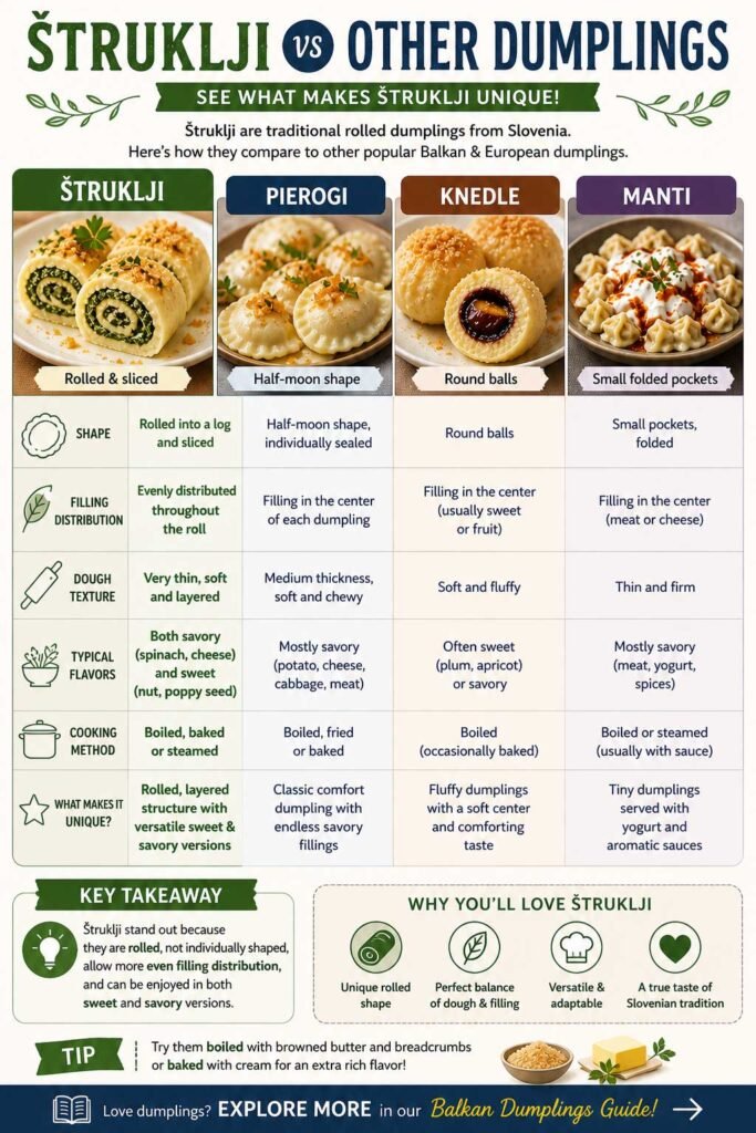 Spinach Štruklji vs Other Dumplings