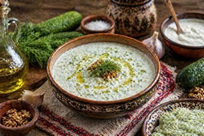 Traditional Bulgarian Tarator Recipe Cold Cucumber yogurt Soup Recipe