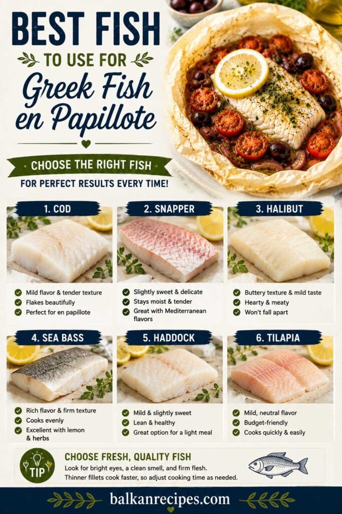 Best fish for Greek en papillote recipe