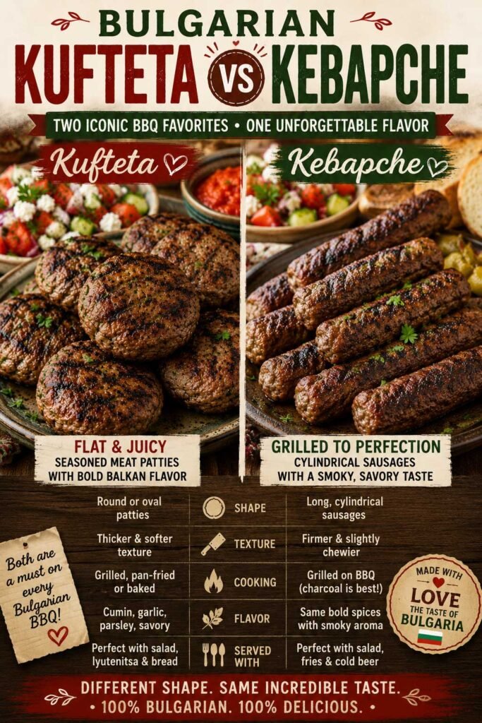 Bulgarian Kufteta vs Kebapche Differences