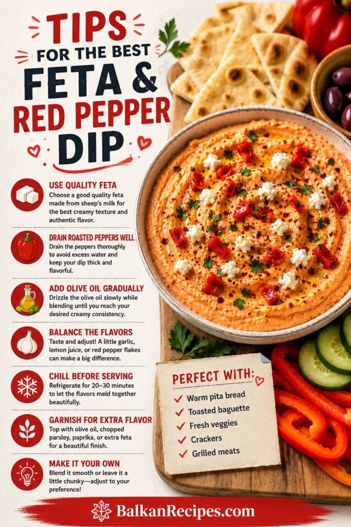 Feta and red pepper dip tips
