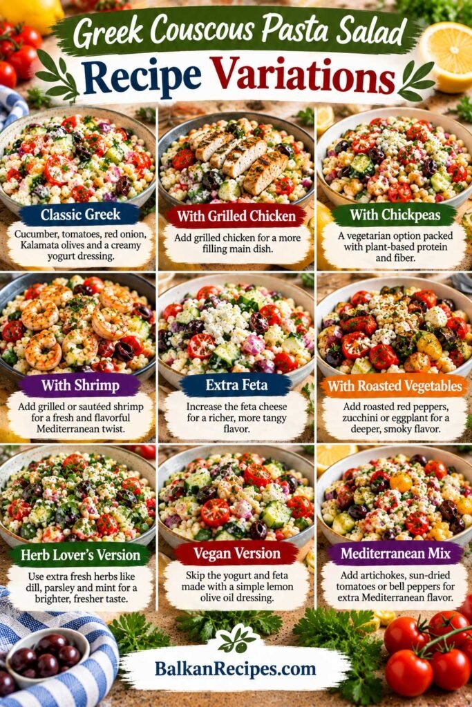 Greek Couscous Pasta Salad Variations