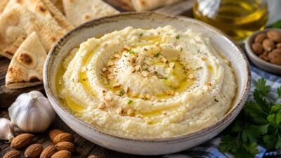 Greek Potato and Almond Dip (Skordalia) 4 Skordalia Greek Potato and Almond Dip Recipe