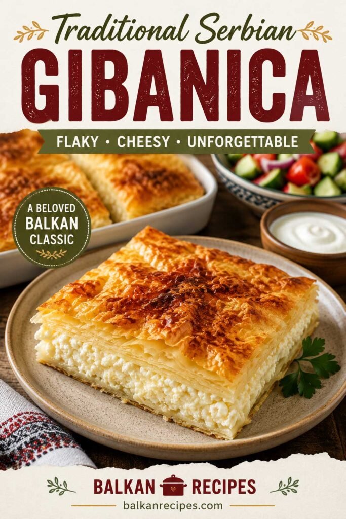 traditional Serbian gibanica with feta cheese pie