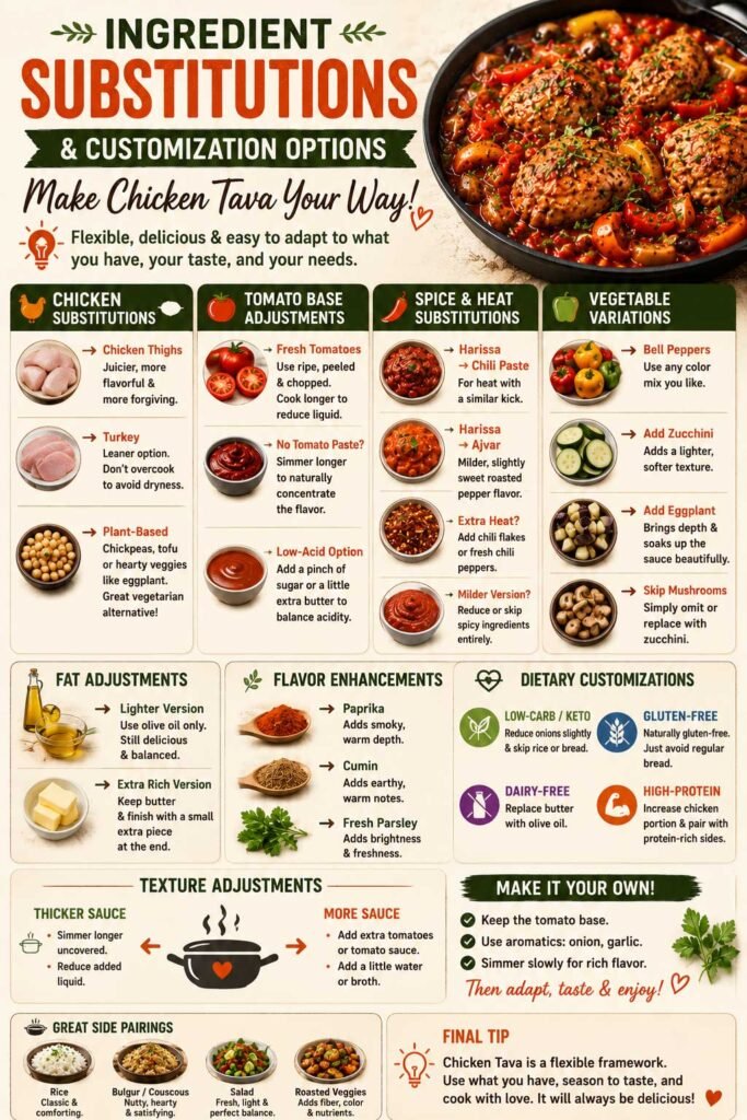 Chicken Tava substitutions and customizations guide