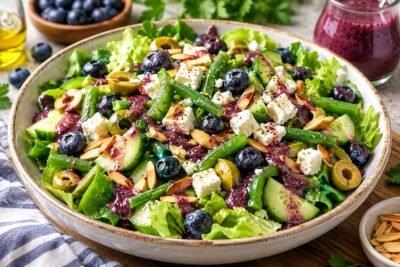 Greek Salad with Blueberry Balsamic Dressing recipe