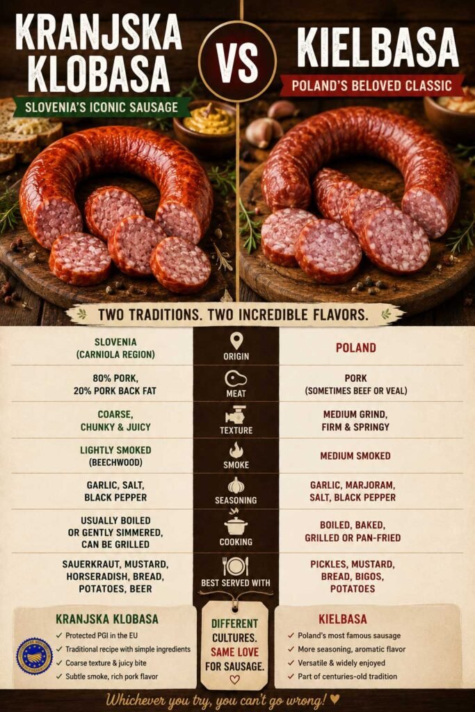 Kranjska Klobasa vs Kielbasa comparison