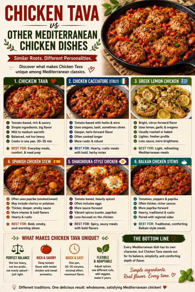 Mediterranean chicken dish comparison chart