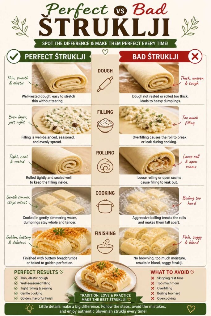 Perfect vs Bad Štruklji visual comparison