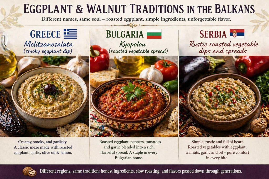 Variations of balkan eggplant dip