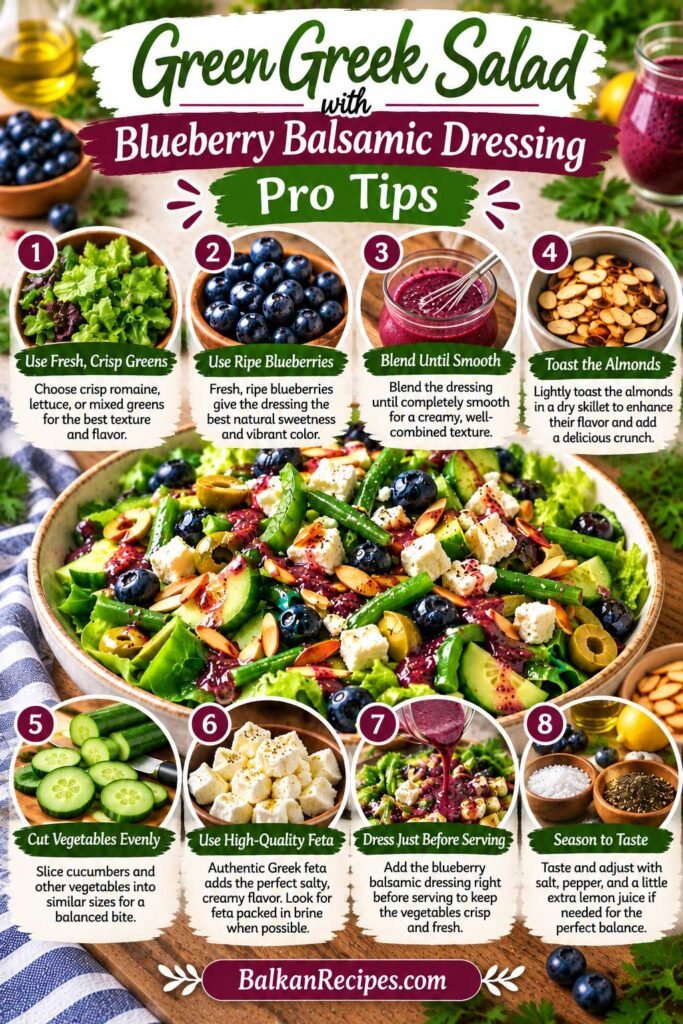 healthy Greek salad recipe with blueberry vinaigrette pro tips