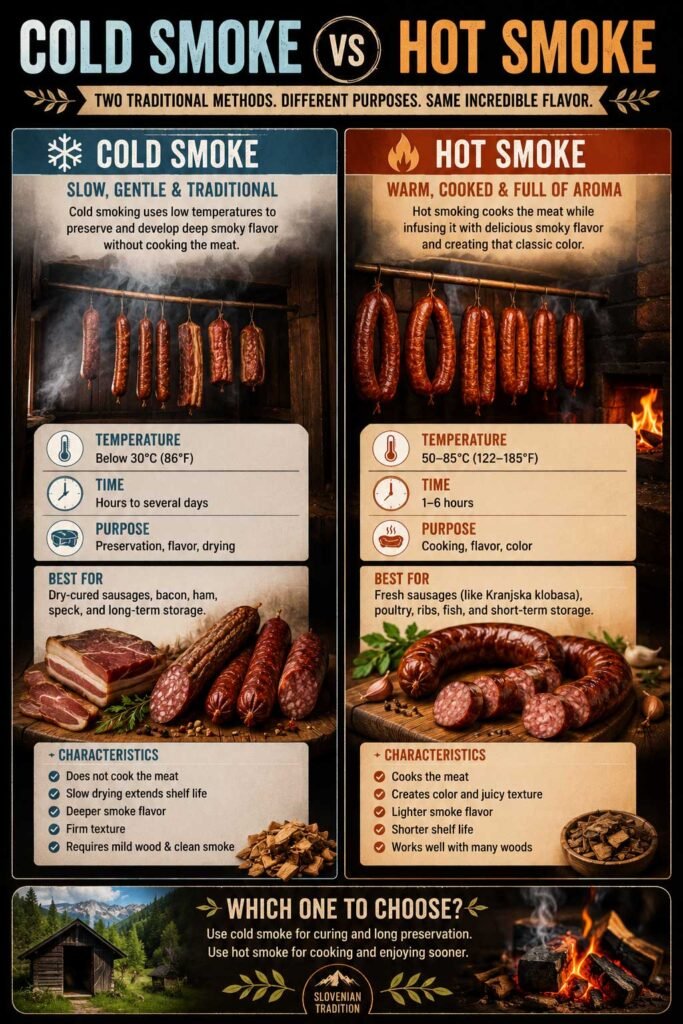 slovenian Cold smoke vs hot smoke guide for meat