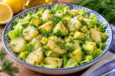 white zucchini avocado and lettuce salad recipe