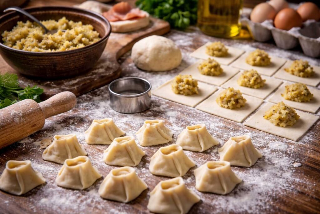 Making Idrija Žlikrofi dumplings recipe