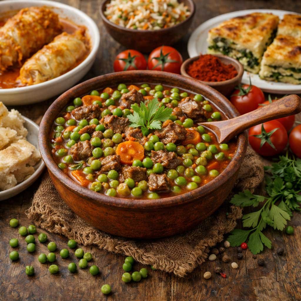 Traditional Peas and Beef Stew Grašak Montenegrin recipe