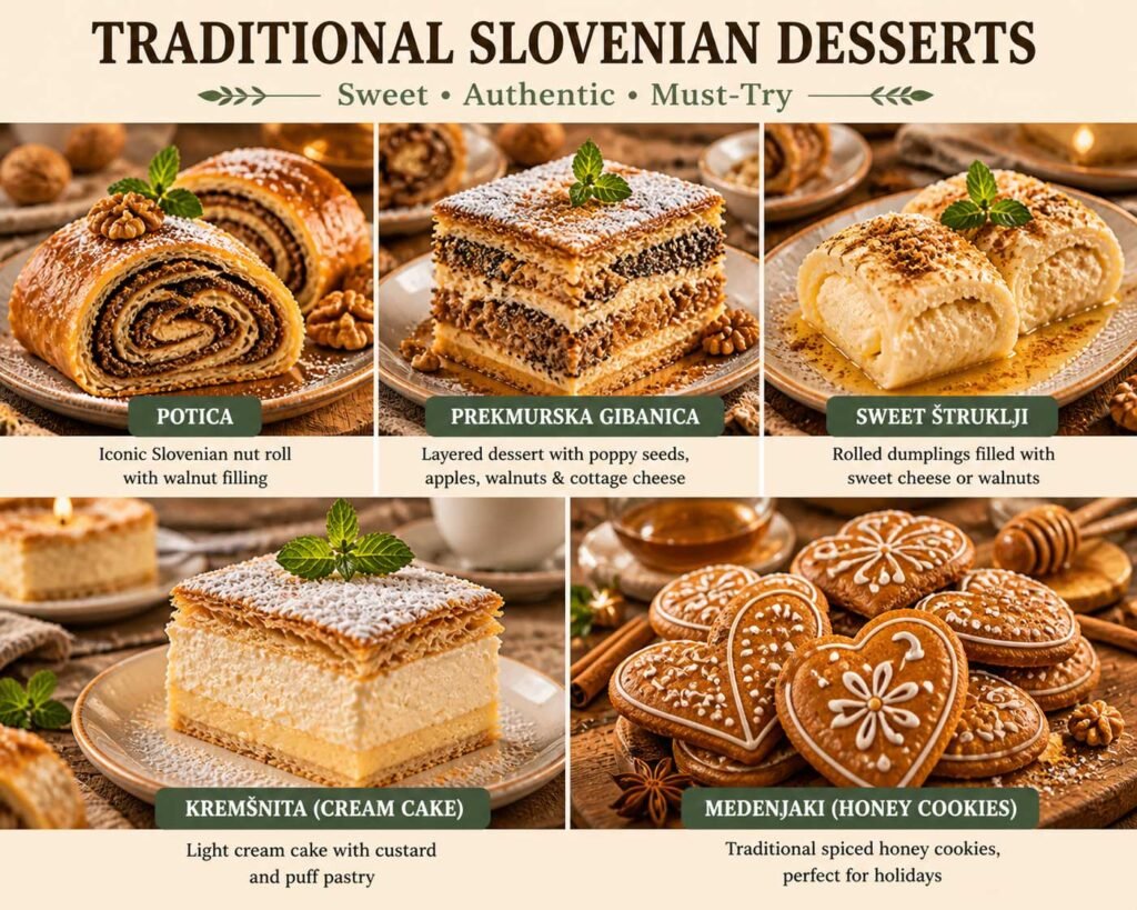 Traditional Slovenian desserts collection