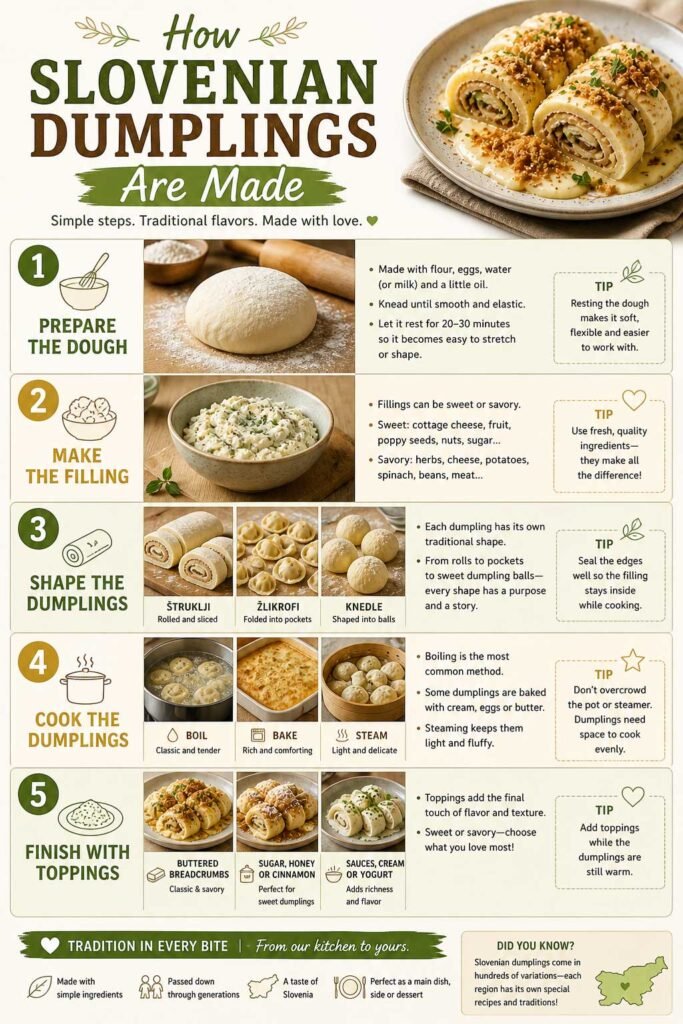 How to make Slovenian dumplings infographics