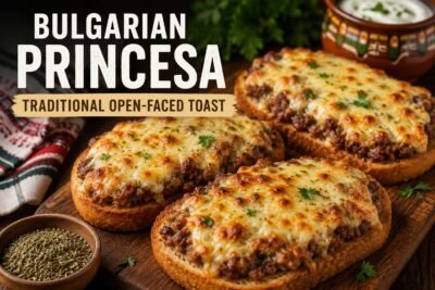 Traditional Bulgarian Princesa recipe with melted kashkaval cheese