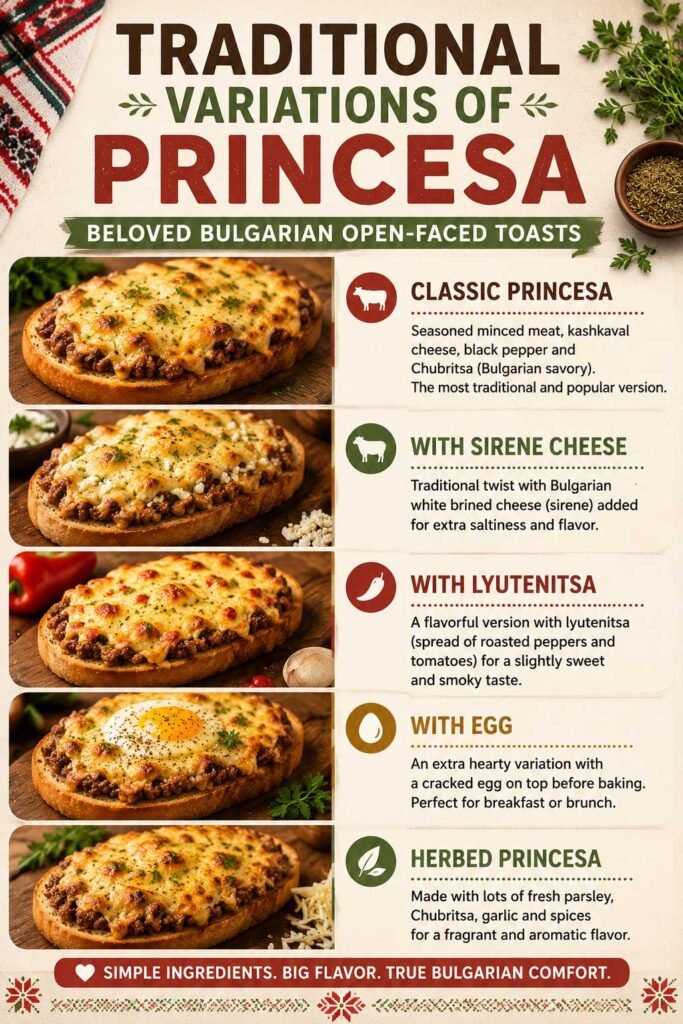 Traditional Variations of Princesa recipe Bulgarian open faced sandwich